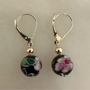 14k Solid Gold Cloisonné LeverBack Earrings